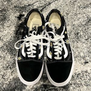 Vans Old Skool Trippy Grin Floral Black Classic Skate Shoes Size 7.5/9.0
